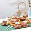 Zhehao 20 Pcs Porcelain Tea Set with Metal Holder Adult