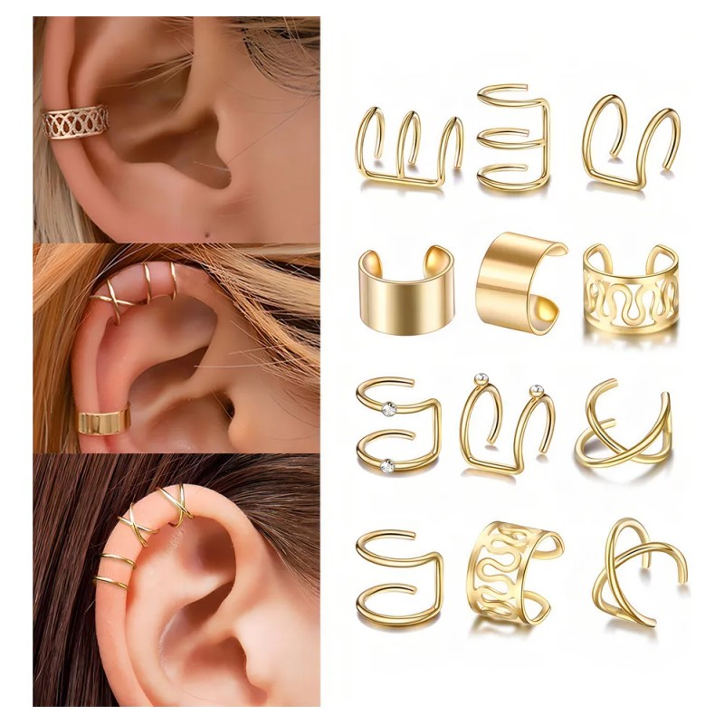 Aretes Savefree Ear Cuff 36pcs Sin Perforación Aleación Zinc Plateado
