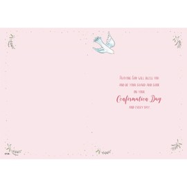 Confirmation Congratulations Card for Her/Girls - Dove and Bible - Special Finishes and Illustrated Insert Leaf - Made in the UK