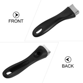 Hemoton 2pcs Stainless Steel Replacement Handles for Pots Pans Scald-Proof Long Handle Grip Replacement (Black)