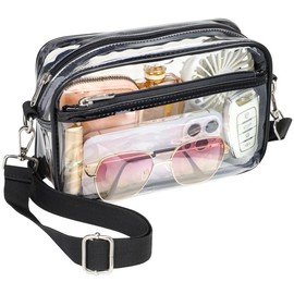 Joyflbag Clear Purse Stadium Approved Clear Bag for Women Stadium Crossbody Messenger Bag,Stadium Approved Bags for Game Day Concerts Sports Events Festivals - Color: Holographic Black