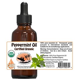 Peppermint Oil - 100% Pure Certified Organic from CAOH® (1-2 oz Bottle)