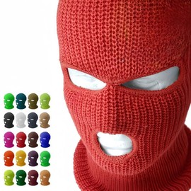 3 Hole Full Face Mask Ski Mask Winter Cap Balaclava Outdoor Beanie Tactical Hat - Color: 19-YELLOW
