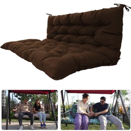 Porch Swing Replacement Cushion, Outdoor Bench Cushions with Backrest Thicken 4", 3 Seat Patio Furniture Garden Loveseat Glider Pad Anti-Fading Waterproof (Brown, 39.37 * 39.37 inch)