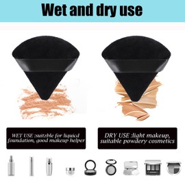8 Pcs Cotton Powder Puff Face,JASSINS Triangle super soft Both dry and wet Makeup Setting Puff,For Concealer/Loose Powder/Body Powder/Foundation/Blush Makeup Sponge Set (Black)