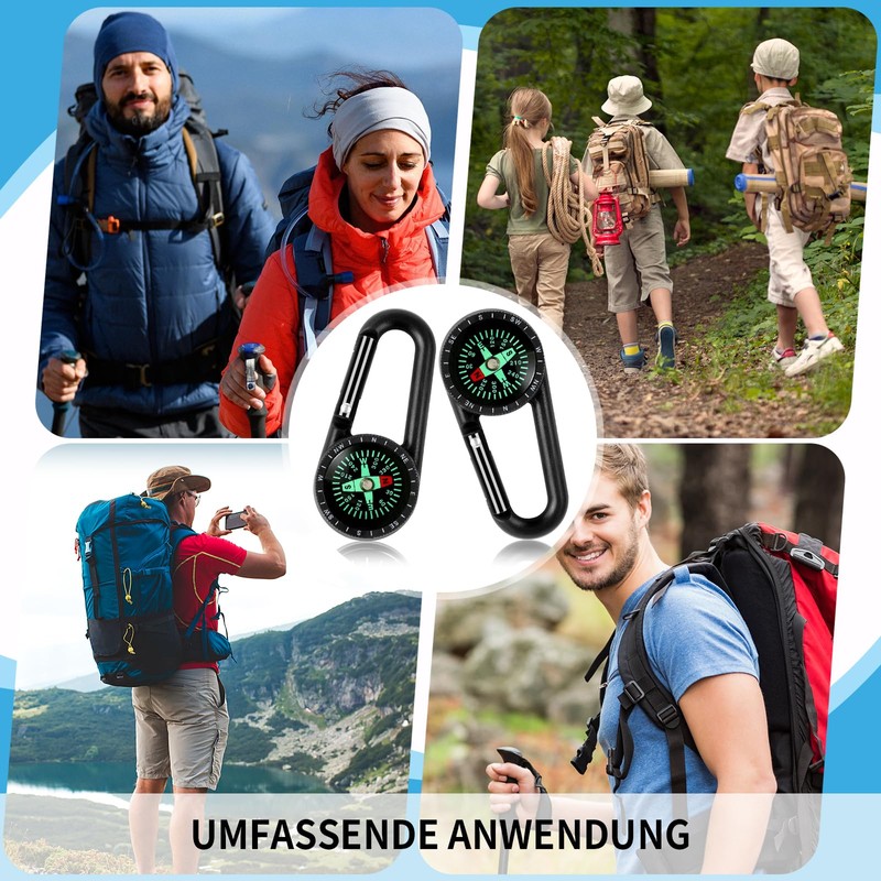 Compass with Carabiner Hook, Compass Carabiner Mini Compass Outdoor Compass
