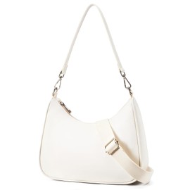 CHOLISS Small Crescent Shoulder Bag for Women, Nylon Crossbody Bags for Women Trendy, Dual-Purpose Everyday Bag with Adjustable Straps, Beige/White