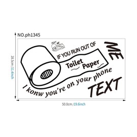 Text Me If You Run Out of Toilet Paper I Know You're On Your Phone Toilet Seat Decal Vinyl Bathroom Art Decor (Black01)