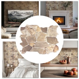 CONCORD WALLCOVERINGS ™ Retro-Art 3D Faux Stone Wall Panels, Pack of 15, Beige Brown Wild Boulder, Lightweight PVC Sheets 17.5" x 23.75" (44.5 cm x 60.3 cm), Rock Tiles - Covers 43.3 Sq Ft (4 m2)