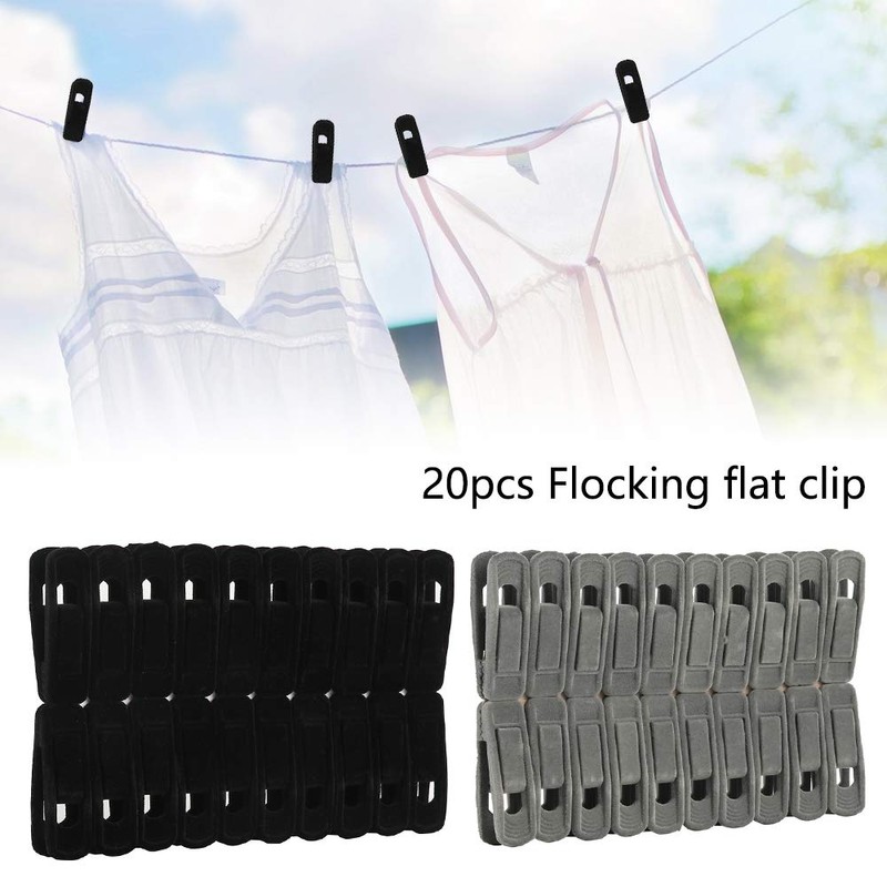20 PCS Velvet Hanger Clips Strong Finger Flocked Laundry Pegs
