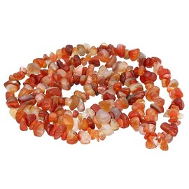Lebensquelle Plus Carnelian Chip Chain, Endless Without Clasp, 80 cm Long, High-Quality Gemstone Chain, Stainless Steel, Carnelian