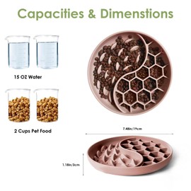 Slow Feeder Dog Bowls,Fun Dog Feeding Bowls with Suction Cups, Anti-Choking, Non-Slip Design, Reduces Boredom, Anxiety,Overeating, Ideal for Medium to Small Dogs & Cats (Pink+Grey)