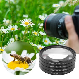 Annadue Macro Close-up Filter Kit, Optical Glass Macro Close-up +1+2+4+10 Lens Filter Kit 58MM Macro Filter Accessories for Nikon Cameras