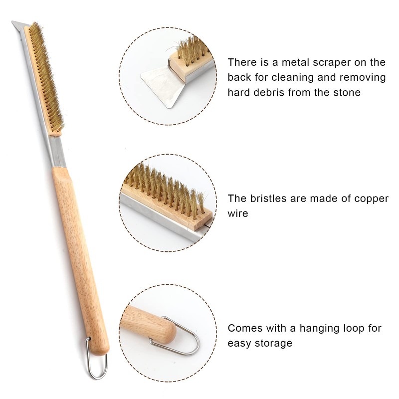 Pizza Oven Brush with Scraper Long Handle 55.5cm / 21.9inch