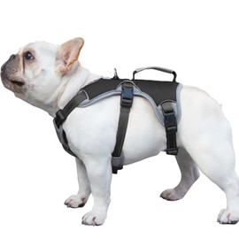 Huntboo Escape Proof Dog Harness, Escape Artist Harness, Reflective Dog Harness with Handle, Durable,Adjustable Vest for Small Medium Large Dogs Walking, Training, and Running Gear(Black, S)