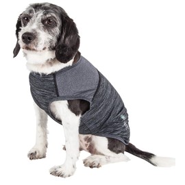 Pet Life ® Active 'Aero-Pawlse' Heathered Fitness and Yoga Dog T-Shirt Tank Top - Performance Pet T-Shirt with 4-Way-Stretch and Quick-Dry Technology - Summer Dog Clothes with Added Reflective Safety