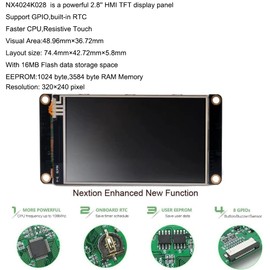 Ferwooh English Nextion Enhanced 2.8'' HMI USART UART Serial TFT Touch Display Module Screen Panel for Arduino Raspberry Pi ESP8266 (NX3224K028)