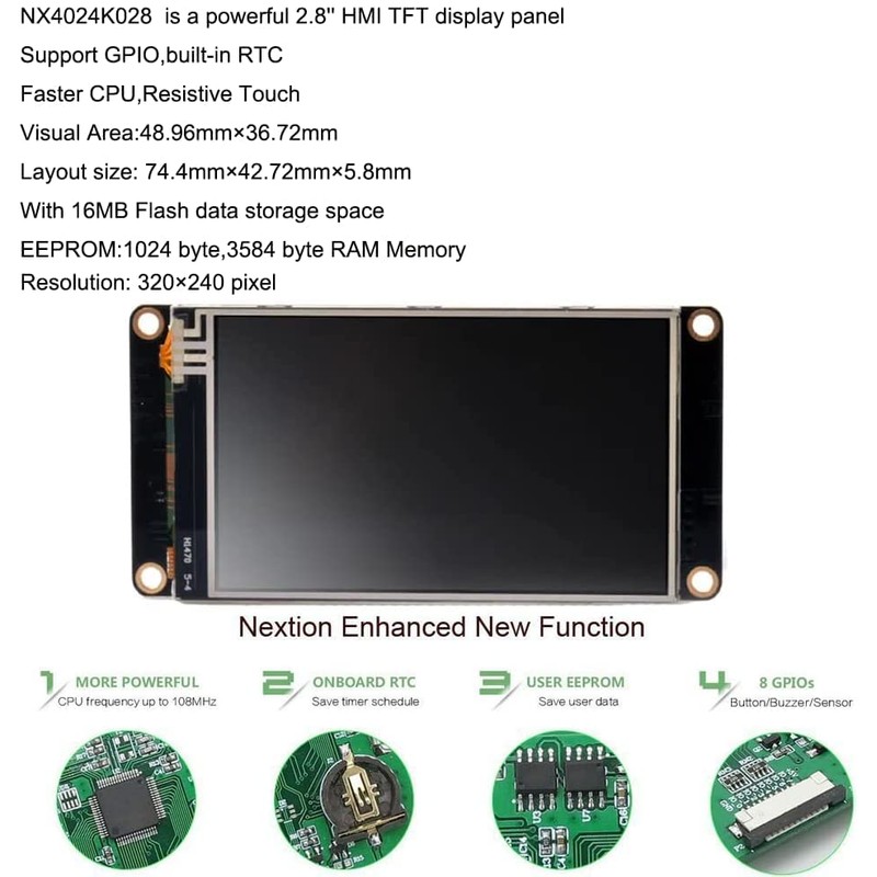 Ferwooh English Nextion Enhanced 2.8'' HMI USART UART Serial TFT
