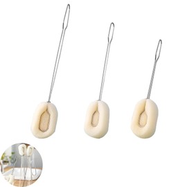 UtySty 3 Pack Sponge Bottle Brush with Long Handle Dish Cup Cleaner Non-Scratch Washing Scrubber Cleaning Brushes for Coffee Cups Mugs Drinking Glasses Water Bottles Spice Jars