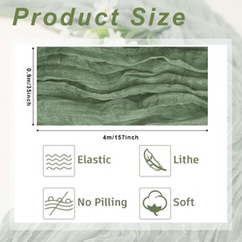 Cheesecloth Table Runner 13ft Boho Gauze Cheese Cloth Table Runner for Party Long Rustic Sheer Table Runners for Baby Bridal Shower Holiday Wedding Decro Birthday Party Table Decor (Green, 13ft)