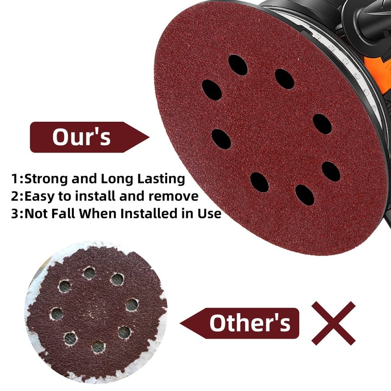 125mm Sanding Discs 8-Holes Aluminum Oxide Sandpaper for Woodworking with