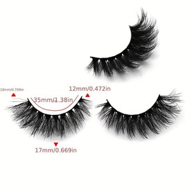 Thick False Eyelashes, 1 Pair Long Fluffy D Curl False Eyelashes, Natural Curling Wispy Cat Eye Faux Cluster Lashes Strip Lashes, Lengthening and Volumizing Faux Eye Lashes for Women and Girls