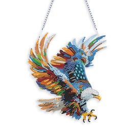 Eiflow DIY Hanging Diamonds Painting Eagle Pendant Kit, 8.6x7.6inch Special Diamond Gem Art Painting Ornament, Acrylic Diamond Art Board with Chain, Box Package