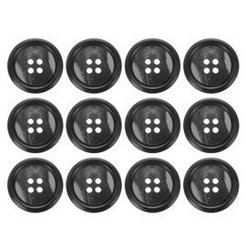 HARFINGTON 12pcs Resin Sewing Button, 23mm 7/8-Inch 4 Holes Round Buttons for Coat, Men's Suit, Clothes Garment, Black