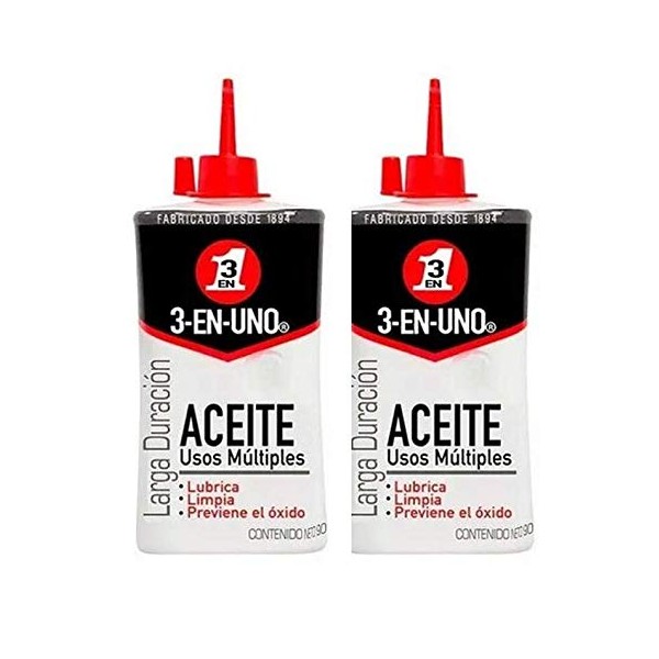 3 en 1 - 2 Pack- Aceite Usos Múltiples: Aceite Lubricante, Limpiador y Previene el Óxido. Contenido: 90 Ml x 2 Pack