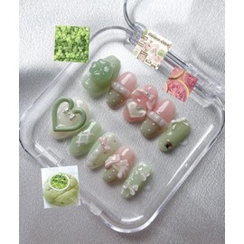 Pink Guava Melon Handmade Nail Tips - Long Oval / 핑크 구아바 메론 수제네일팁 - 롱오벌