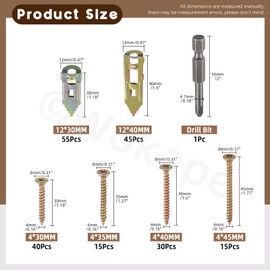 Wokape 201PCS 100 Set Self-Drilling Anchors Kit, 4 Different Sizes Colorful Galvanized Expansion Screws Zinc Plated Carbon Steel Self Drilling Drywall Anchor No Drilling Required