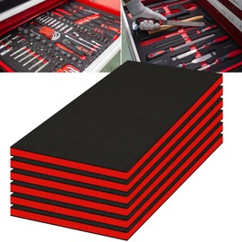 6 Pack Tool Box Foam Inserts for Cases, 22 x 18 x 1 Inch Tool Box Liner Polyethylene Tool Foams Sheets, Toolbox Kaizen Organizer and Storage Tool Shadow (6 Pcs Foam, Red & Black)