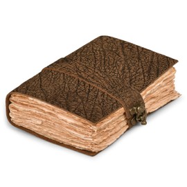 LEATHER VILLAGE Leather Bound Vintage Journal for Women & Men - Book of Shadows - Lock Closure - 200 Pages of Antique Deckle Edges Handmade Watercolor Paper - Distressed Brown - 13X8 inches