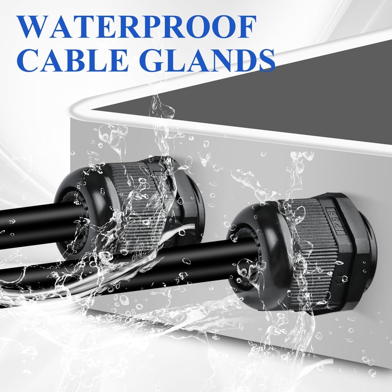 Supkiir 72Pcs Cable Glands, Waterproof Cable Connector, Nylon Plastic Waterproof