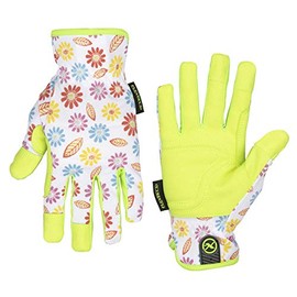 Flexzilla GH201L Utility, Synthetic Leather, Floral/ZillaGreen, L Women's Garden Glove, Large