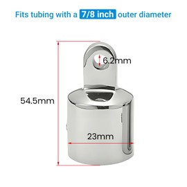 HWIMARINE Bimini Top Cap Eye End - 7/8" OD Round Inside Fitting, Marine Grade Canopy Hardware for Boats, Yachts, Kayak, 2 Pcs (7/8 inch)