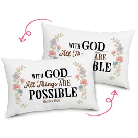 with God All Things are Possible Bible Throw Pillow Covers, Christian Gifts for Women Men Prayer Pillow for Kneeling, Cushion Cover Pillow Case Home Office Decor for Couch Prayer Room Living Room -37