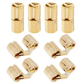HOJLKLD 8Pcs 12 mm Hidden Brass Barrel Hinges, 180 Degree Opening Angle Concealed Furniture Hinges for DIY Jewelry Box Hand Craft (8, 12mm)