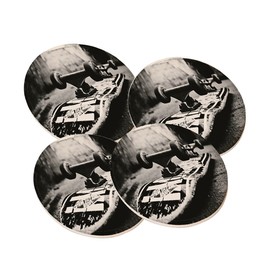Skateboard Blank & White - Round Sandstone Drink Coaster (set of 4) by Elements of Space™