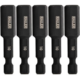Hex 10mm Impact Driver Bit - Railer Allen Wrench Drill Hex Bits. 1/4 Quick Release S2 Steel 2 inch 10mm Hex Bits. (5 Pack)