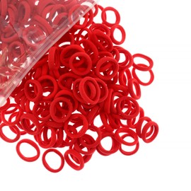 200 Pcs Solid Color Cotton Hair Ties for Women Girls' Elastics Hair Ties Seamless Ponytail Holder (Red)