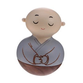 BESPORTBLE Wooden Monk Figures Children Baby Toy Home Office Desktop Decoration Christmas Festival Birthday Gift Grey Eyes Closed