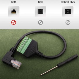 RUNCCI-YUN RJ45 Male to 8 Pins Screw Terminal Block Adapter, RJ45 Crystal Plug Cable to 8 Pins, RJ45 Male to 8P 8C 8Pin Ethernet Connector for CCTV DVR Cat6 Cat5 (30 cm Left Bend)
