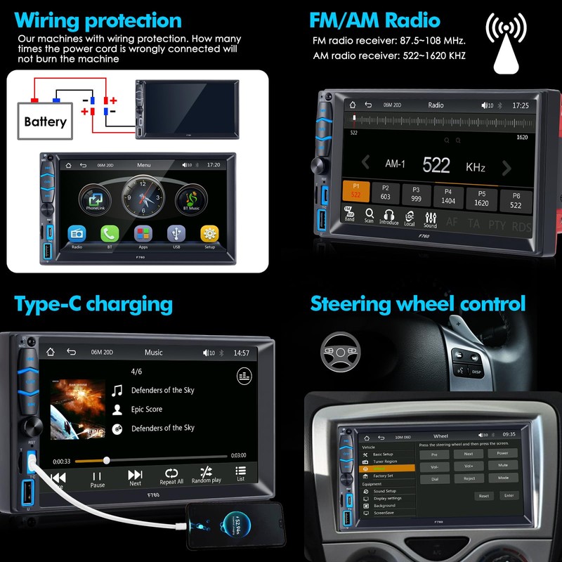 iFreGo Double Din Car Stereo Apple Carplay and Android Auto