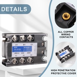 Weasch 3 Phase Solid State Relay, JGX-48 80A, DC to AC, Input 4-32VDC to Output 480VAC 80A (1)