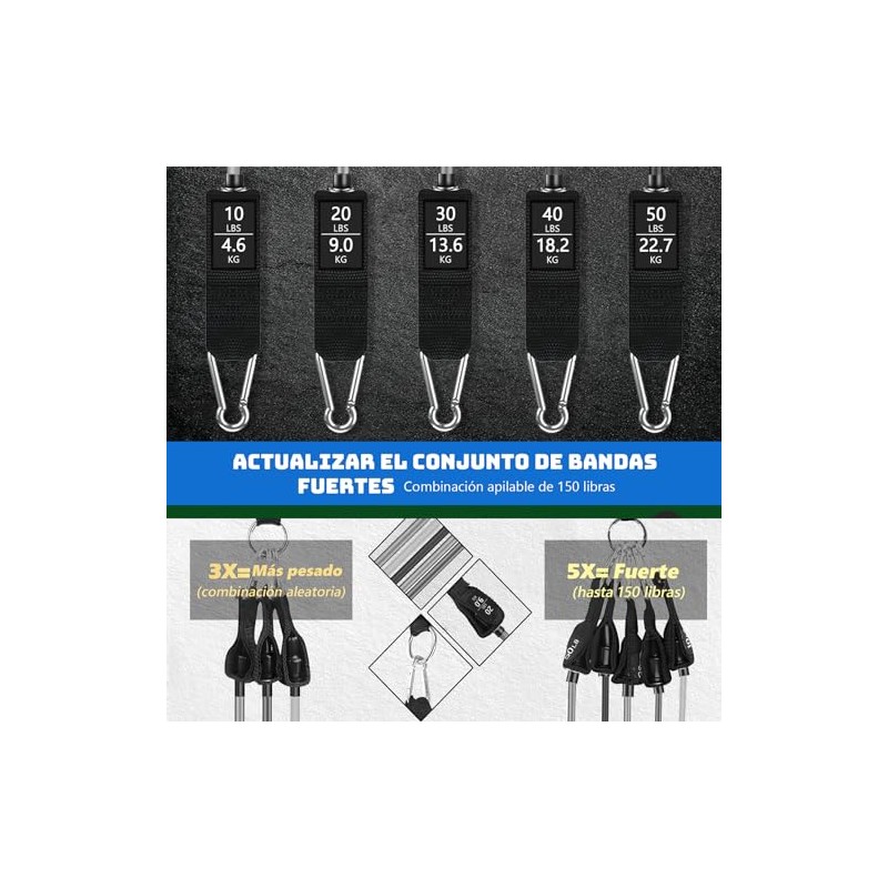 Ligas de Resistencia para Ejercicio11pcs Incluye 5 Bandas Apilables para