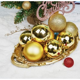 Emopeak - 12 esferas de Navidad, adornos para árbol de Navidad – 4 estilos de decoraciones de árbol de Navidad irrompibles, esferas colgantes para decoración de fiestas, de bodas (oro, 8 cm)