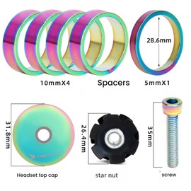 JMFahrrad Bicycle Headset Spacers 1-1/8 inch Rainbow Anodized