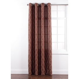 Stylemaster Hudson 55 by 84-Inch Embroidered Faux Silk Silver Grommet Panel, Espresso