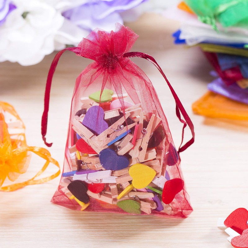 50 pcs Organza Gift Bags 4x6 inch White Drawstring Organza